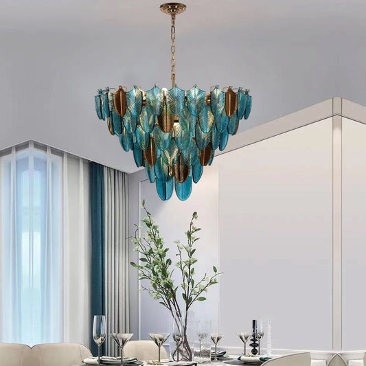 Hdc 600mm Modern Nordic LED Luxury Glass Leaf Chandelier
