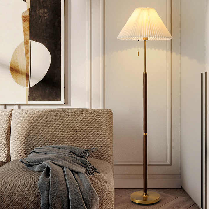 Hdc Bedroom Bedside Sofa Study Floor Lamp Retro Light Wood Grain Floor Lamp