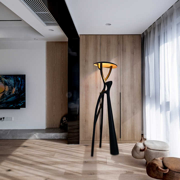 Hdc Nordic Sculpture Lamp Lobby Studio Villa Living Room Decorative Resin Glass Light Fiber Reinforced Vertical LED Floor Lamp