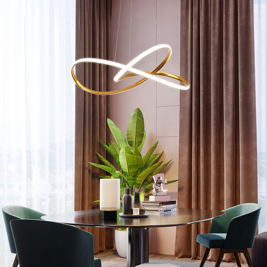 HDC Modern Minimalist Gold Led Pendant Lamp Art Spiral Design Light Fixtures