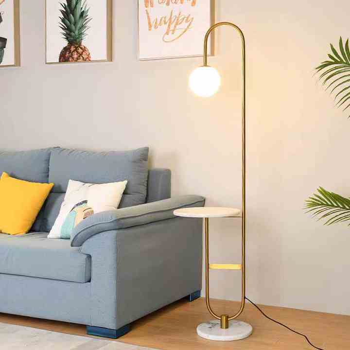 Hdc Nordic floor lamp creative living room bedroom study LED simple modern marble storage reading floor lamp