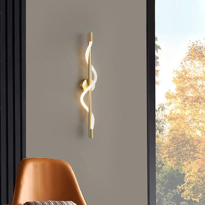 HDC Black & Gold Modern Spiral LED Wall Light for Bedroom, Living Room & Hallway