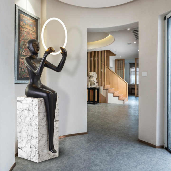 HDC Humanoid Vertical Abstract Sculpture Floor Lamp for Living Room or Office Bright Lighting