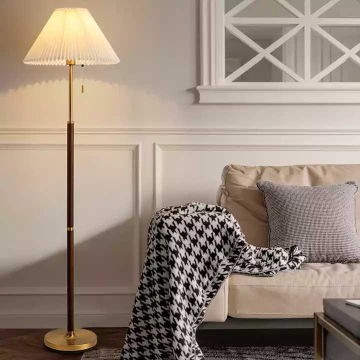 Hdc Bedroom Bedside Sofa Study Floor Lamp Retro Light Wood Grain Floor Lamp