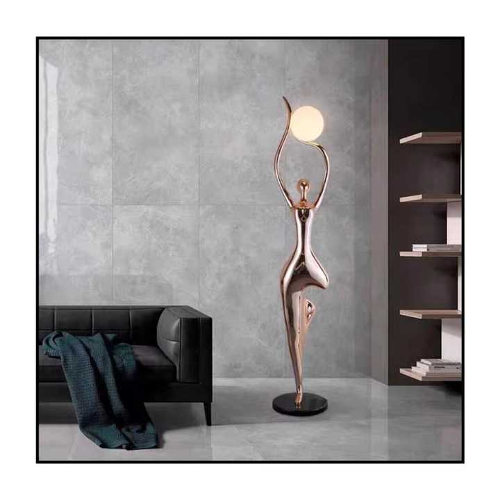 Hdc Rosegold Lady Art Sculpture Living Room Creative Abstract Character Decorative Floor Lamp