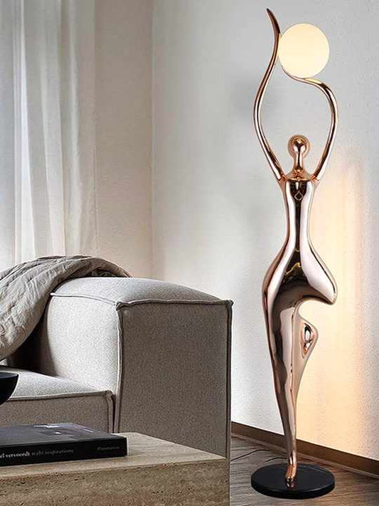 Hdc Rosegold Lady Art Sculpture Living Room Creative Abstract Character Decorative Floor Lamp