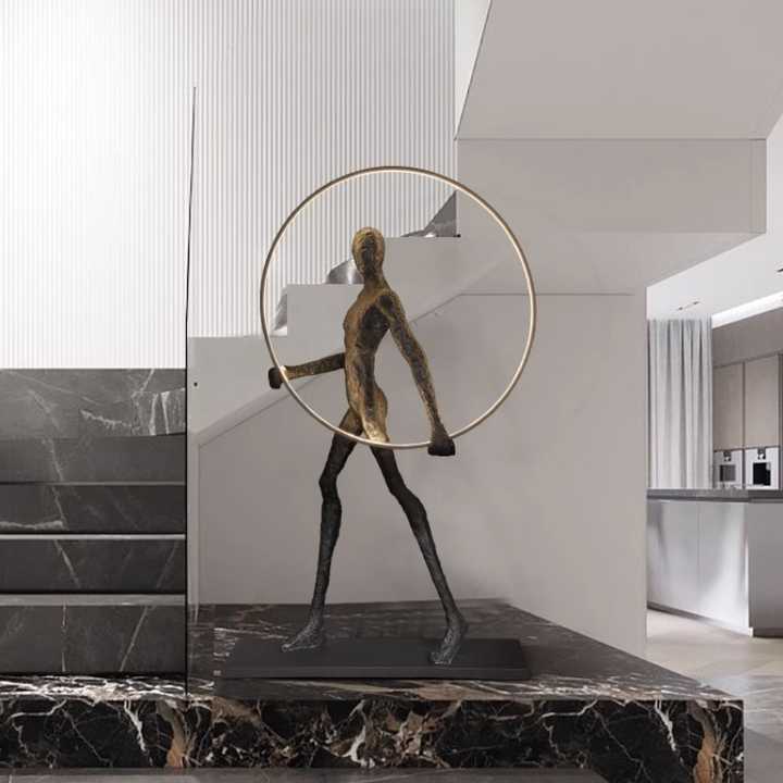 HDC Modern Luxury Art Human Holding Circle Sculpture living room bed room LED Floor Lamp