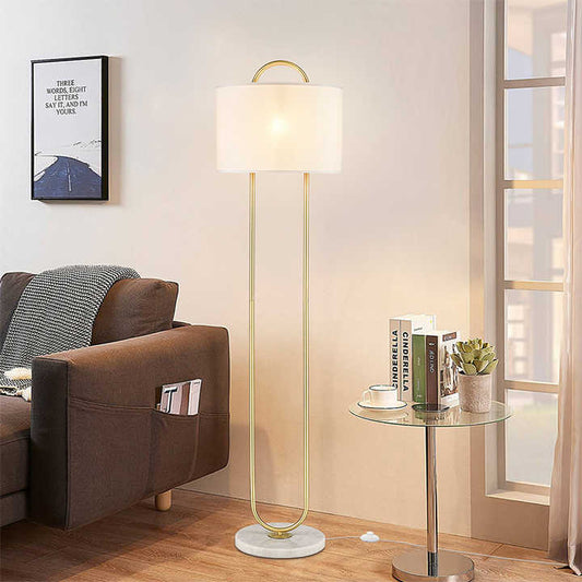 Hdc Nordic Floor Lamp With Metal Body And Linen Shade
