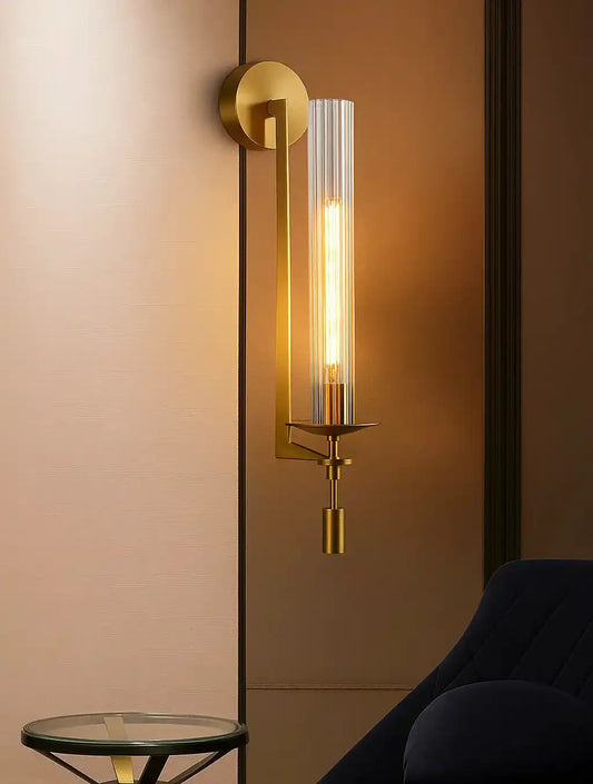 HDC Tubular Glass 1 Bulb Gold Sconce Creative LED Wall Lamp- Warmwhite