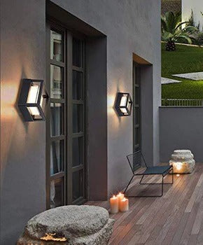 HDC Led Outdoor Wall Gate Lamp Modern Up And Down Wall Sconce Light Fixtures Square 12w 3000k Waterproof Acrylic Wall Light (Warm White)