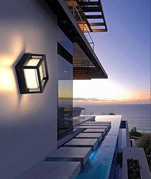 HDC Led Outdoor Wall Gate Lamp Modern Up And Down Wall Sconce Light Fixtures Square 12w 3000k Waterproof Acrylic Wall Light (Warm White)