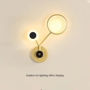 HDC Nordic Minimalist bedroom bedside living room golden black LED wall lamp