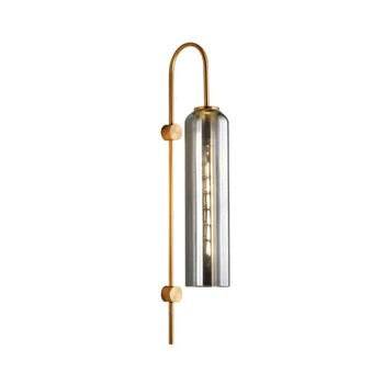HDC Smokey Long Glass Wall Light Modern Copper Metal Bedroom Living Room Wall Light - Gold Warm White