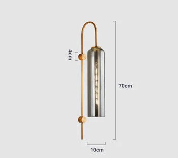 HDC Smokey Long Glass Wall Light Modern Copper Metal Bedroom Living Room Wall Light - Gold Warm White