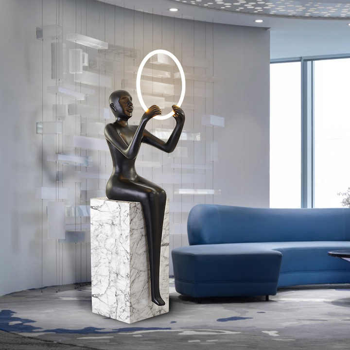 HDC Humanoid Vertical Abstract Sculpture Floor Lamp for Living Room or Office Bright Lighting