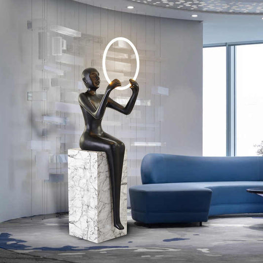 HDC Humanoid Vertical Abstract Sculpture Floor Lamp for Living Room or Office Bright Lighting