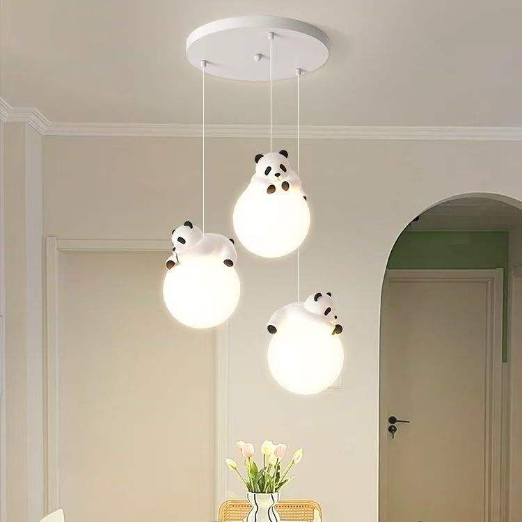 HDC 3 Lights Modern Panda Pendant Hanging Light for Kids Room & Dining Area