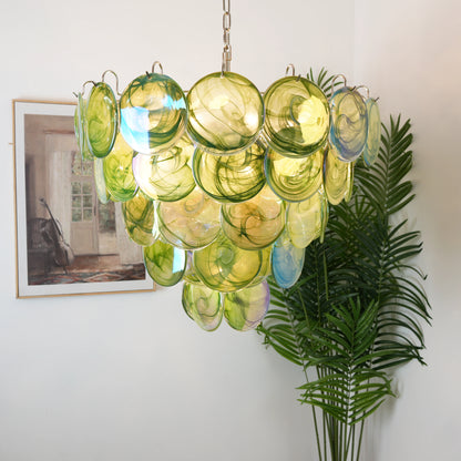 HDC 800mm Luxury Green Murano Disc Glass Chandelier Light