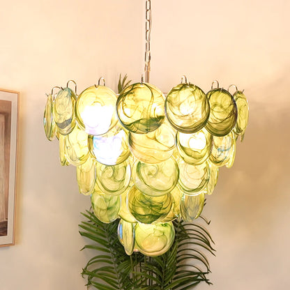 HDC 800mm Luxury Green Murano Disc Glass Chandelier Light