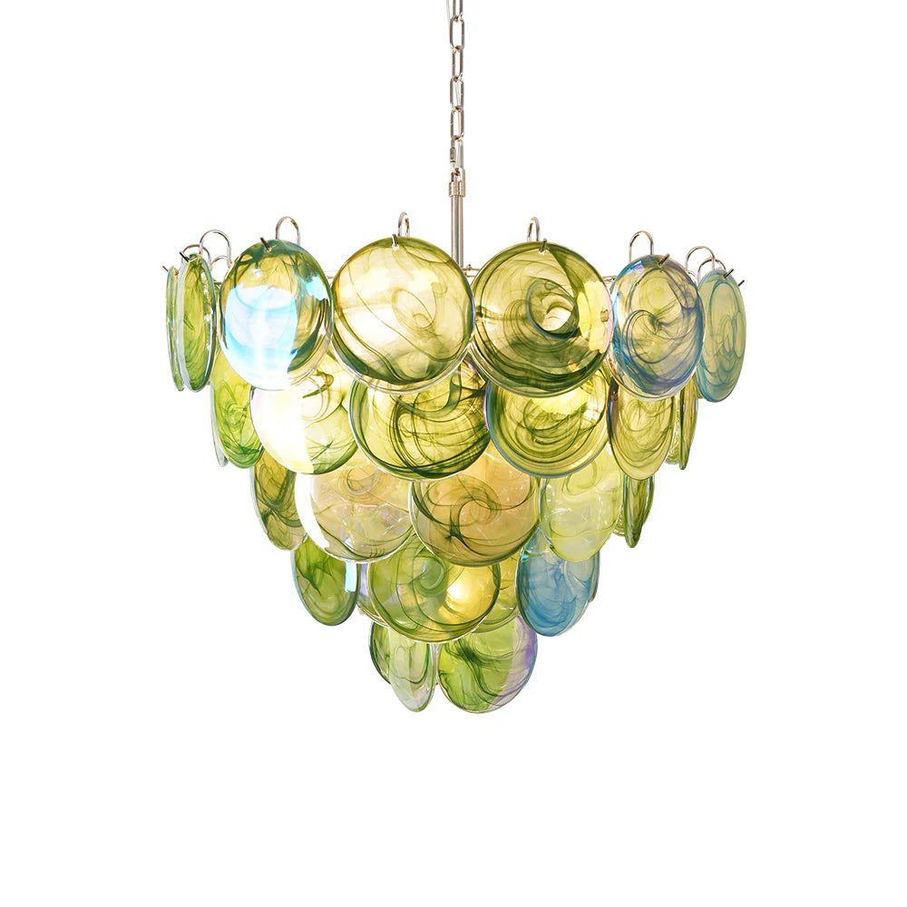 HDC 800mm Luxury Green Murano Disc Glass Chandelier Light