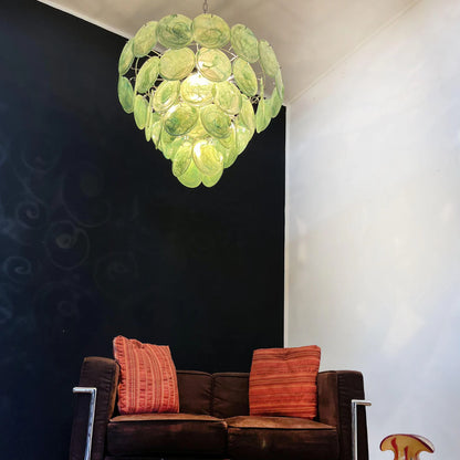 HDC 800mm Luxury Green Murano Disc Glass Chandelier Light