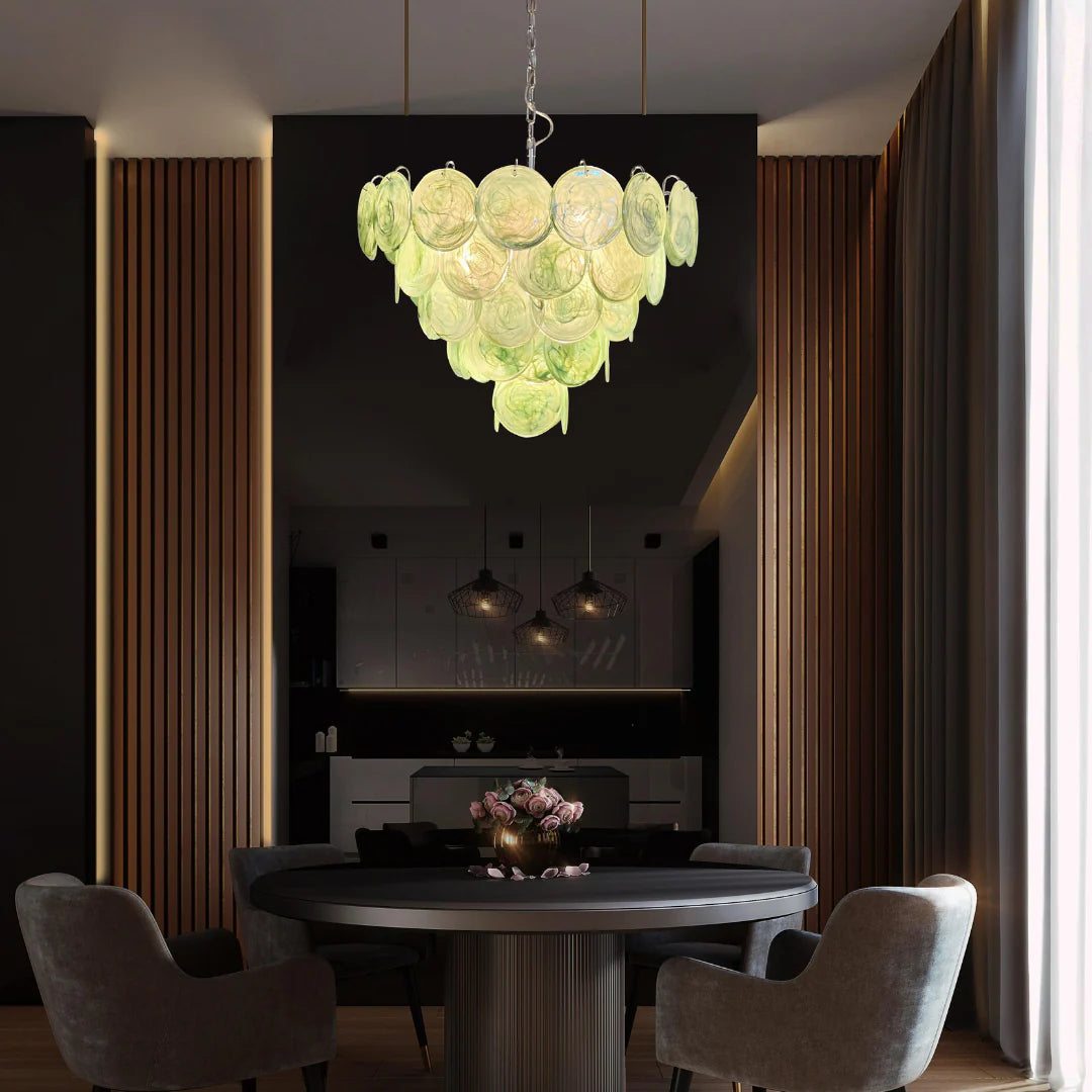 HDC 800mm Luxury Green Murano Disc Glass Chandelier Light