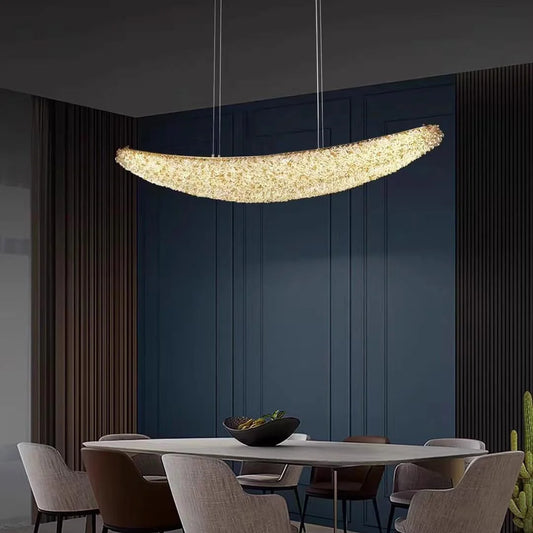 HDC 1100mm Luxury Curved Crystal Pendant Light for Living Room, Dining & Hotel Interiors