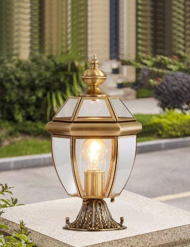 HDC Modern Pillar Light Brass Gate Lamp E27 Lantern Post - Bronze