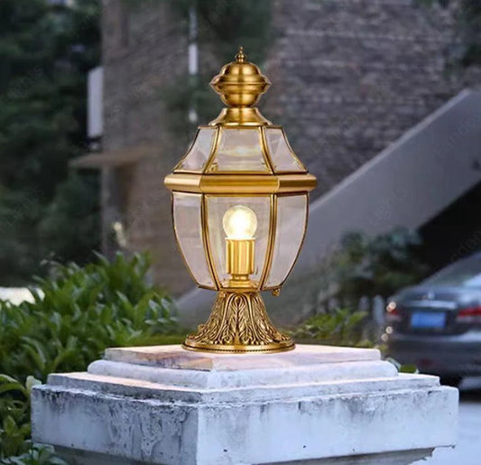 HDC Modern Pillar Light Brass Gate Lamp E27 Lantern Post - Bronze