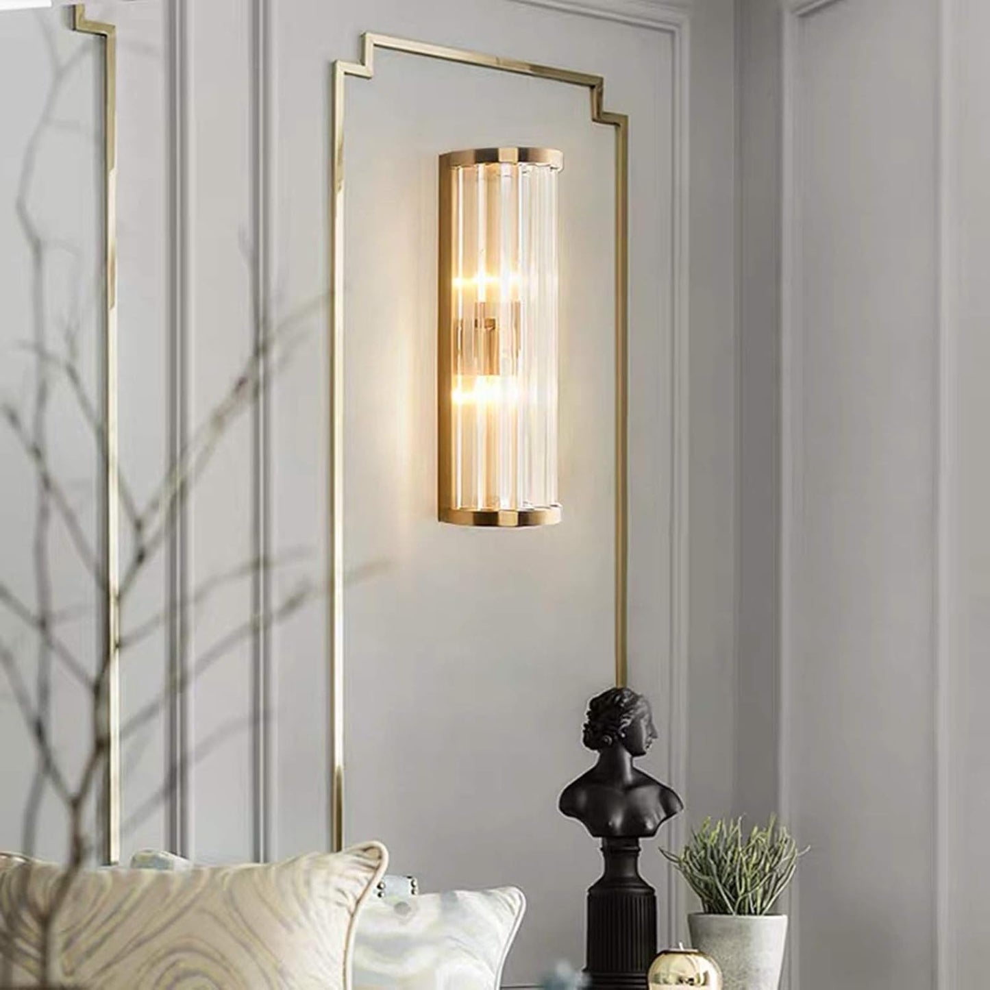 Hdc Modern American Rectangular Luxury Crystal Wall Lamp