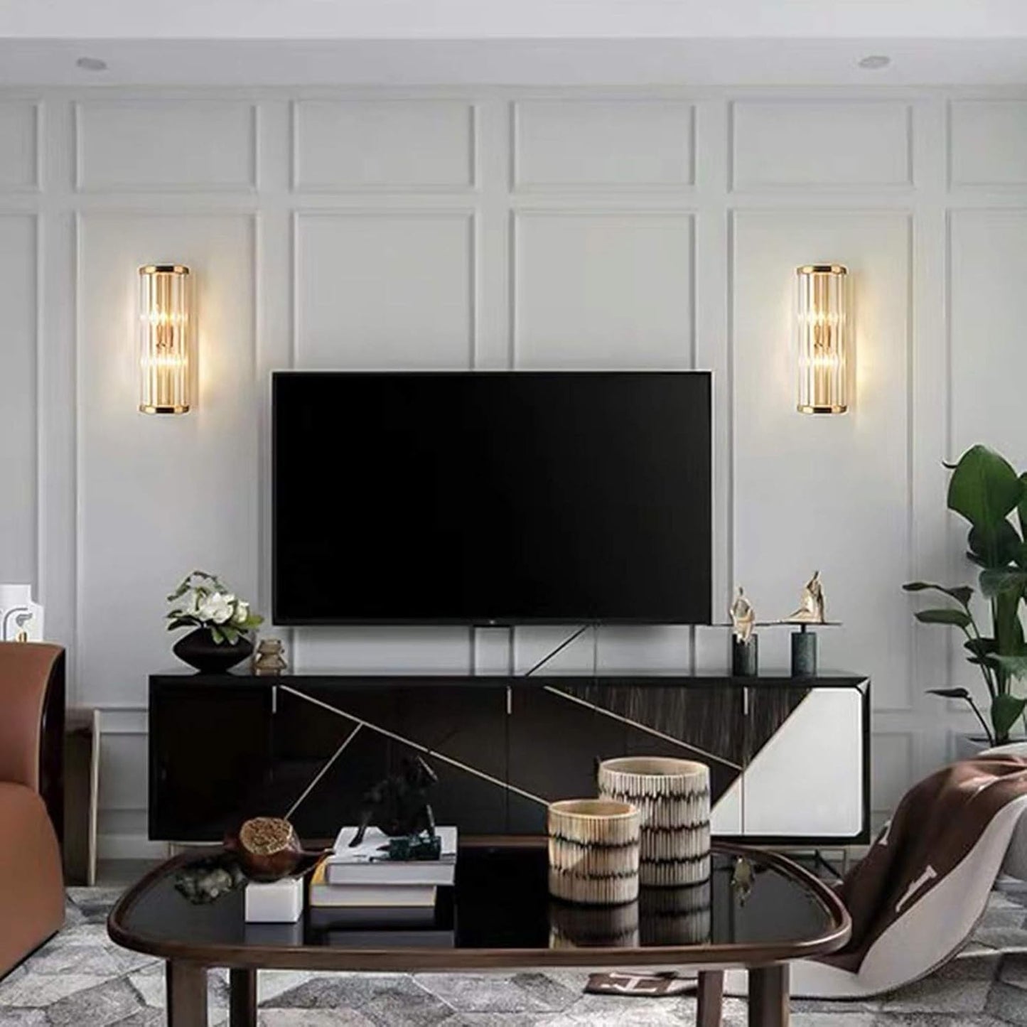Hdc Modern American Rectangular Luxury Crystal Wall Lamp