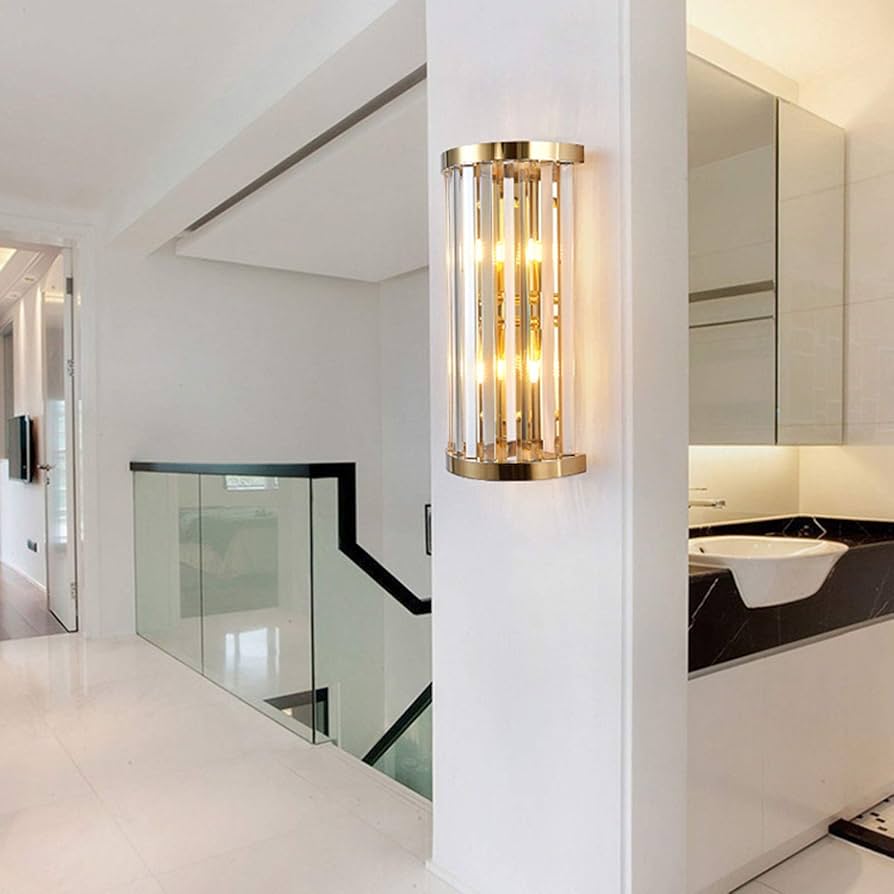 Hdc Modern American Rectangular Luxury Crystal Wall Lamp