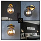 HDC Amber/Smoke Glass Wall Lamp Nordic Style Bedside Lamp Lighting For Bedroom Living Room