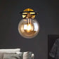 HDC Amber/Smoke Glass Wall Lamp Nordic Style Bedside Lamp Lighting For Bedroom Living Room