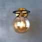 HDC Amber/Smoke Glass Wall Lamp Nordic Style Bedside Lamp Lighting For Bedroom Living Room