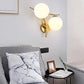 Hdc New Nordic Style Golden Frosted Glass Ball Wall Sconce For Bedroom Bedside Corridor