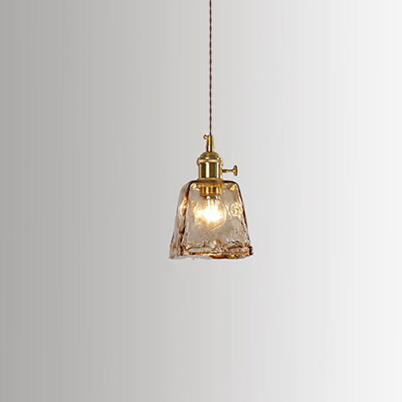 Hdc Modern Eclectic Amber Glass Geometric Copper Pendant Lamp Brass For Living Room, Restaurant