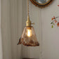 Hdc Modern Eclectic Amber Glass Geometric Copper Pendant Lamp Brass For Living Room, Restaurant