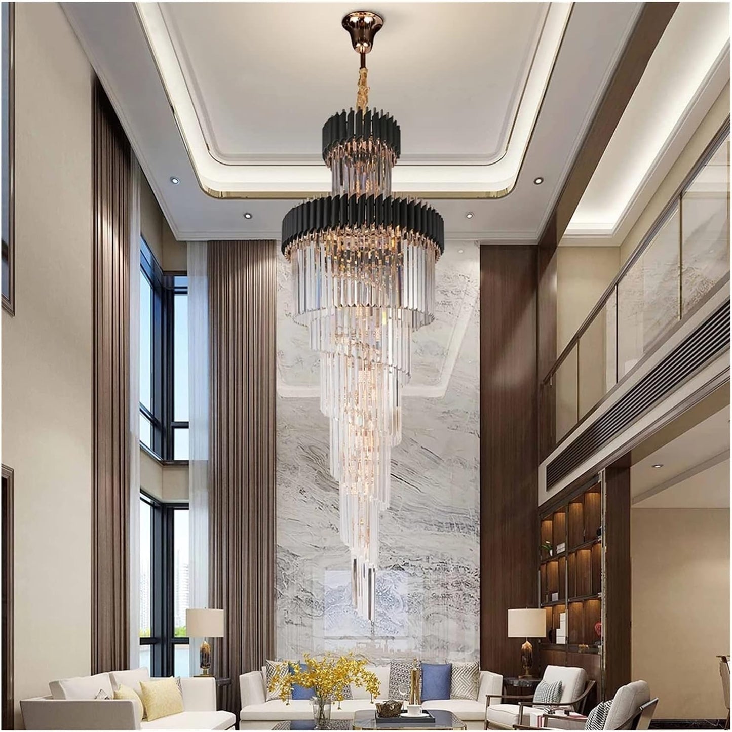 HDC Luxury Modern Crystal Double Height Chandelier For Staircase