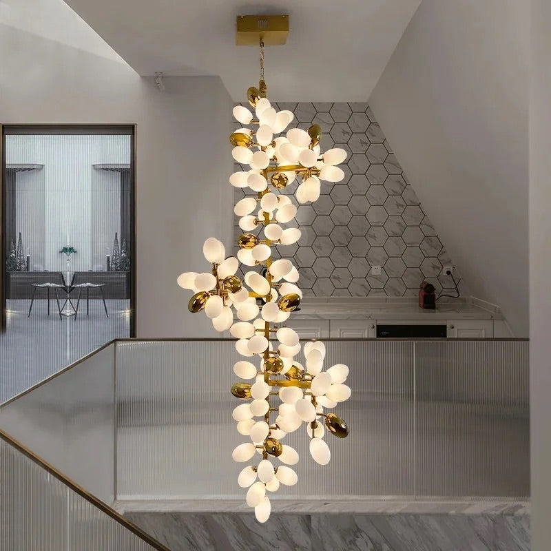 HDC Gold Grape Design Chandelier Glass Pendant Lights For Living Room, Staircase Double Height Chandelier