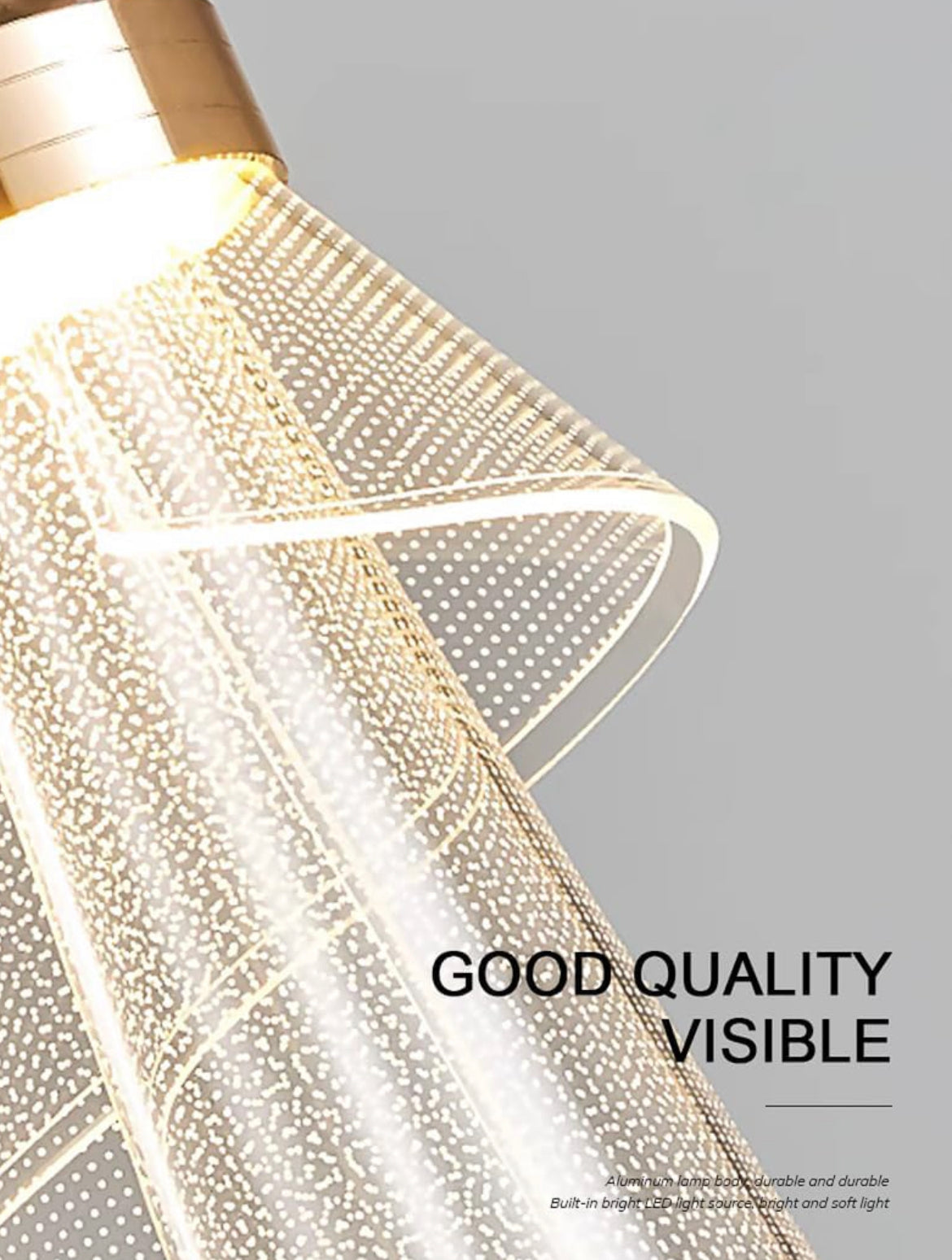 HDC 1 Light Modern Gold Acrylic Curl Ceiling Pendant Light- Tricolor