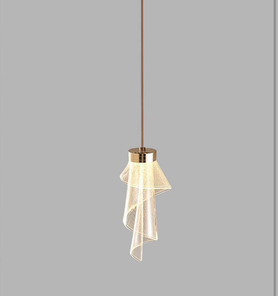 HDC 1 Light Modern Gold Acrylic Curl Ceiling Pendant Light- Tricolor