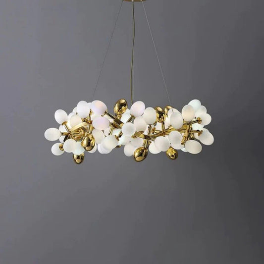 HDC 800mm Gold Grape Design Round Chandelier Glass Pendant Lights For Living Room