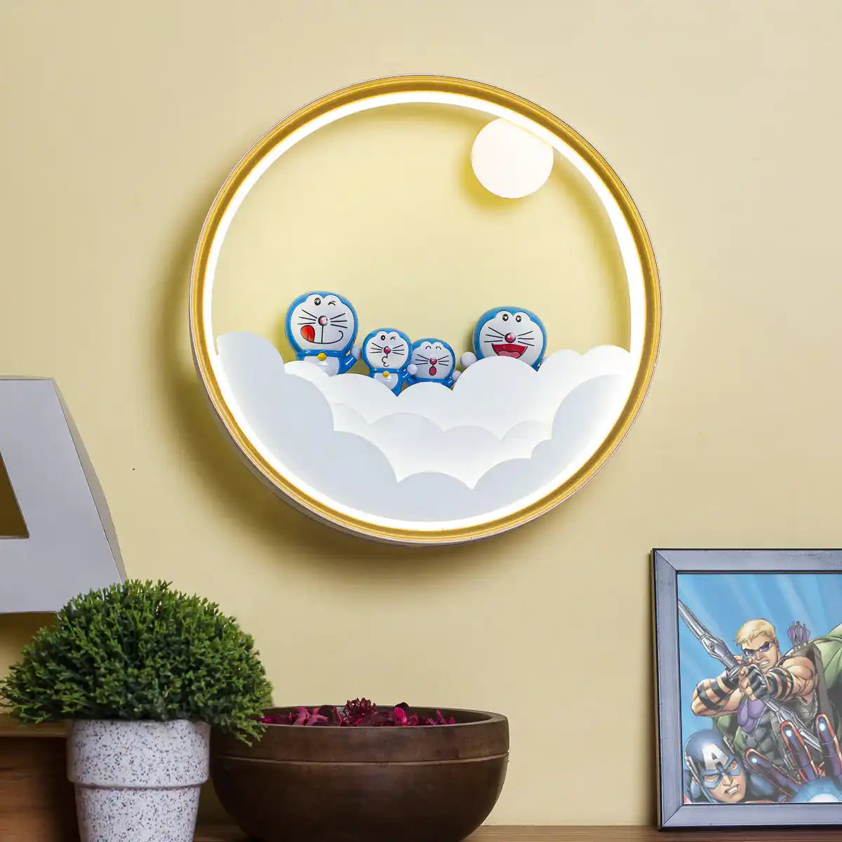 Hdc Modern Minimalist LED Cartoon Wall Lamp For Children Bedroom- Tricolor