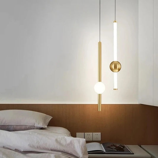 HDC 2 Light Creative Black Gold Ceiling Pendant Lamps for Bedside Bedroom Living Room