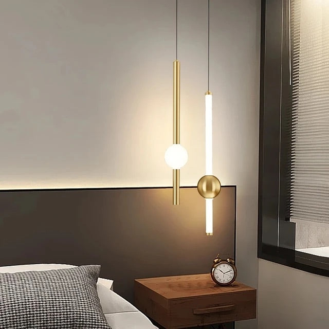 HDC 2 Light Creative Black Gold Ceiling Pendant Lamps for Bedside Bedroom Living Room