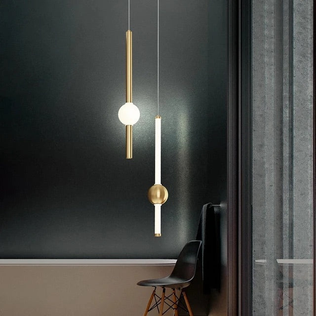 HDC 2 Light Creative Black Gold Ceiling Pendant Lamps for Bedside Bedroom Living Room