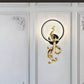 Hdc 500mm Modern Black Golden Metal Peacock Led Wall Lamp - Tricolor