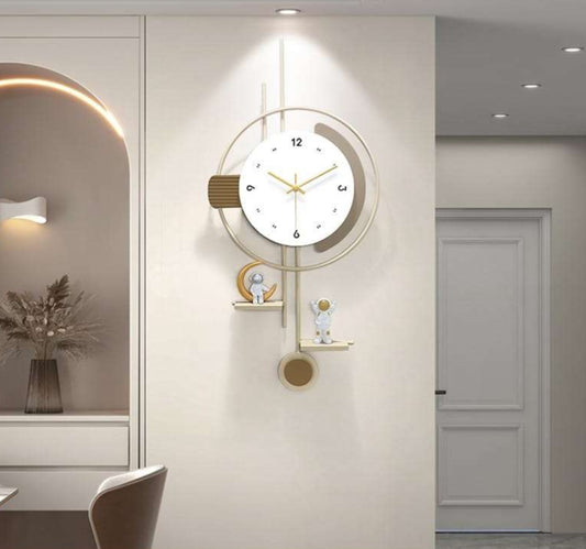 Hdc Modern Creative Astronaut Metal Wall Clock For Kids Bedroom, Home Decor