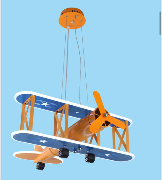 Hdc Retro Airplane Chandelier Boy Bedroom Children's Room Lamp American Creative Led Iron Fighter Kids Room Chandelier